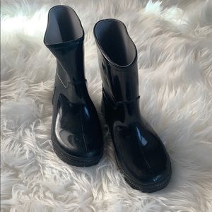 Girls Shiny Black Rain Boots